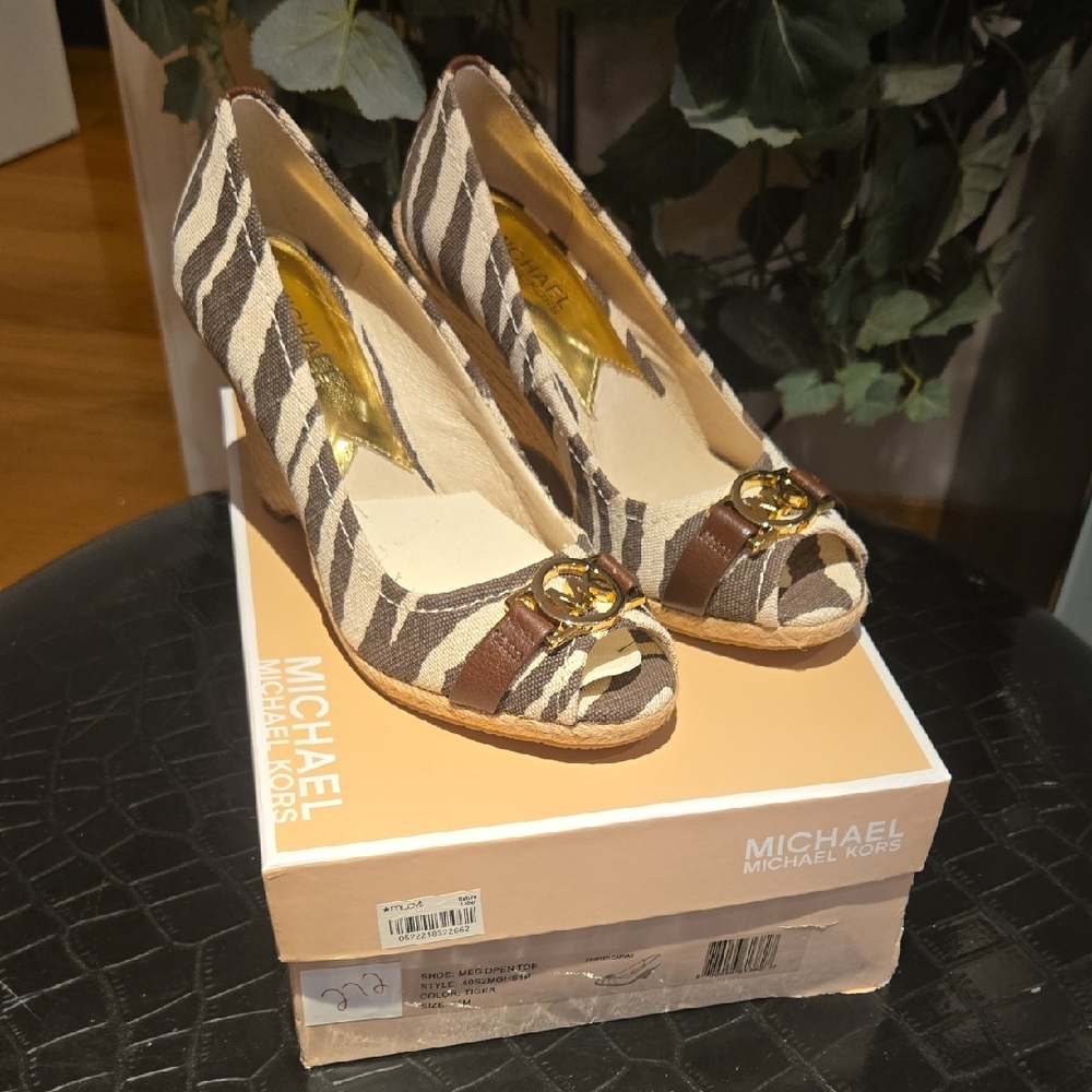 Michael Kors Brown and Cream Zebra Heels